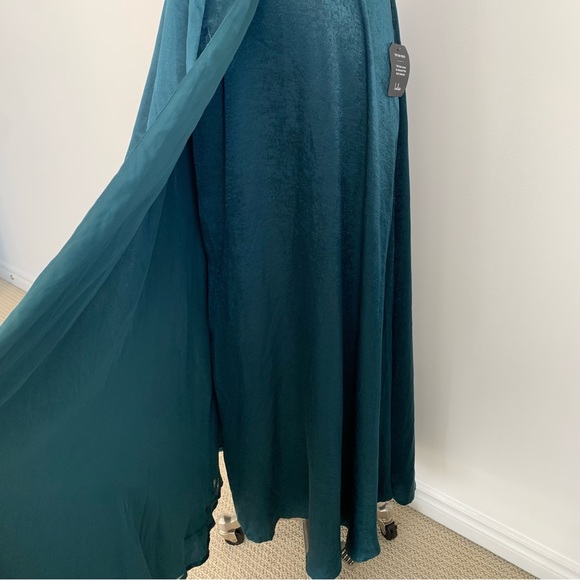 Lulus Moriah Emerald Green Satin Wrap Maxi Dress Emerald Green Medium - Picture 10 of 15